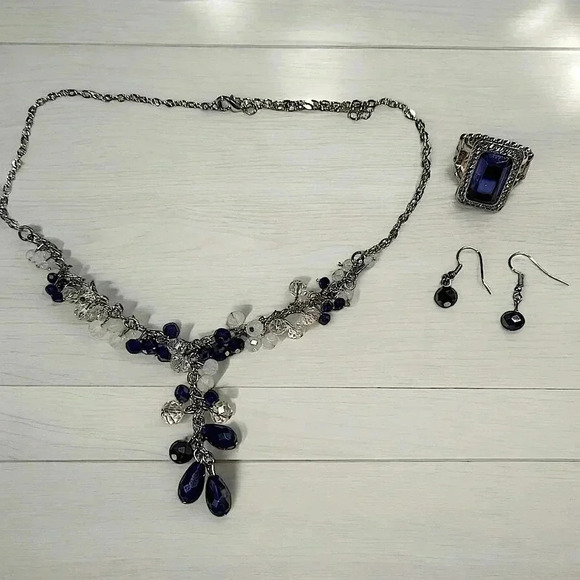 Blue gem stone 3pc jewelry set - Picture 1 of 4